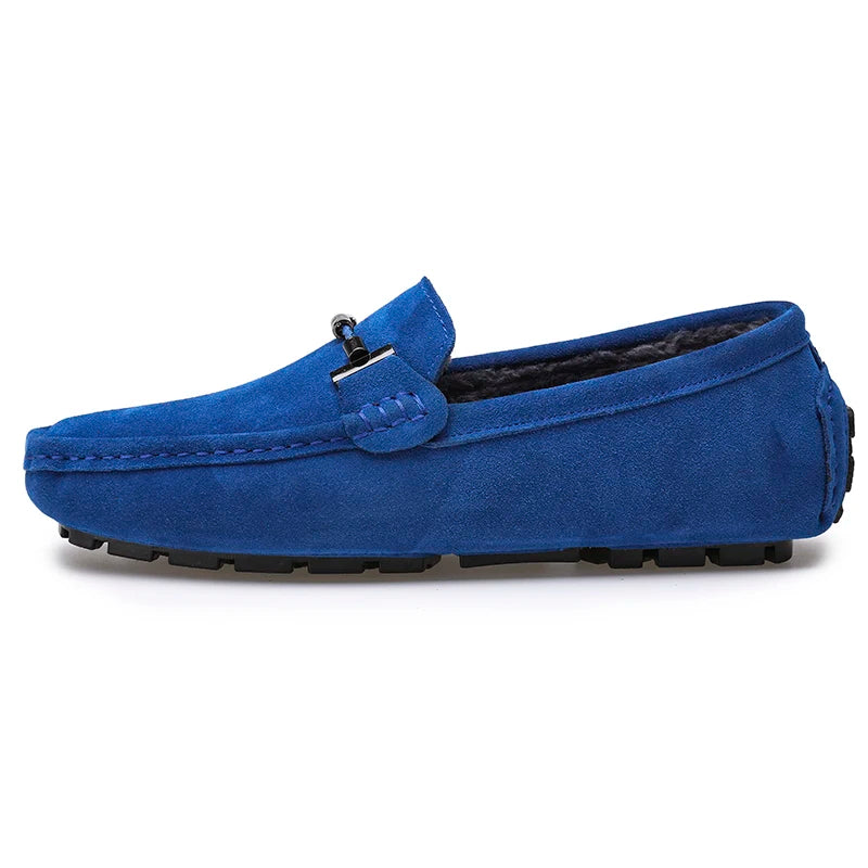 Brand Winter Hot Sell Moccasins Men Loafers High Quality Genuine Leather Shoes Men Flats Warm Plush Driving Shoes Big Size 38-47